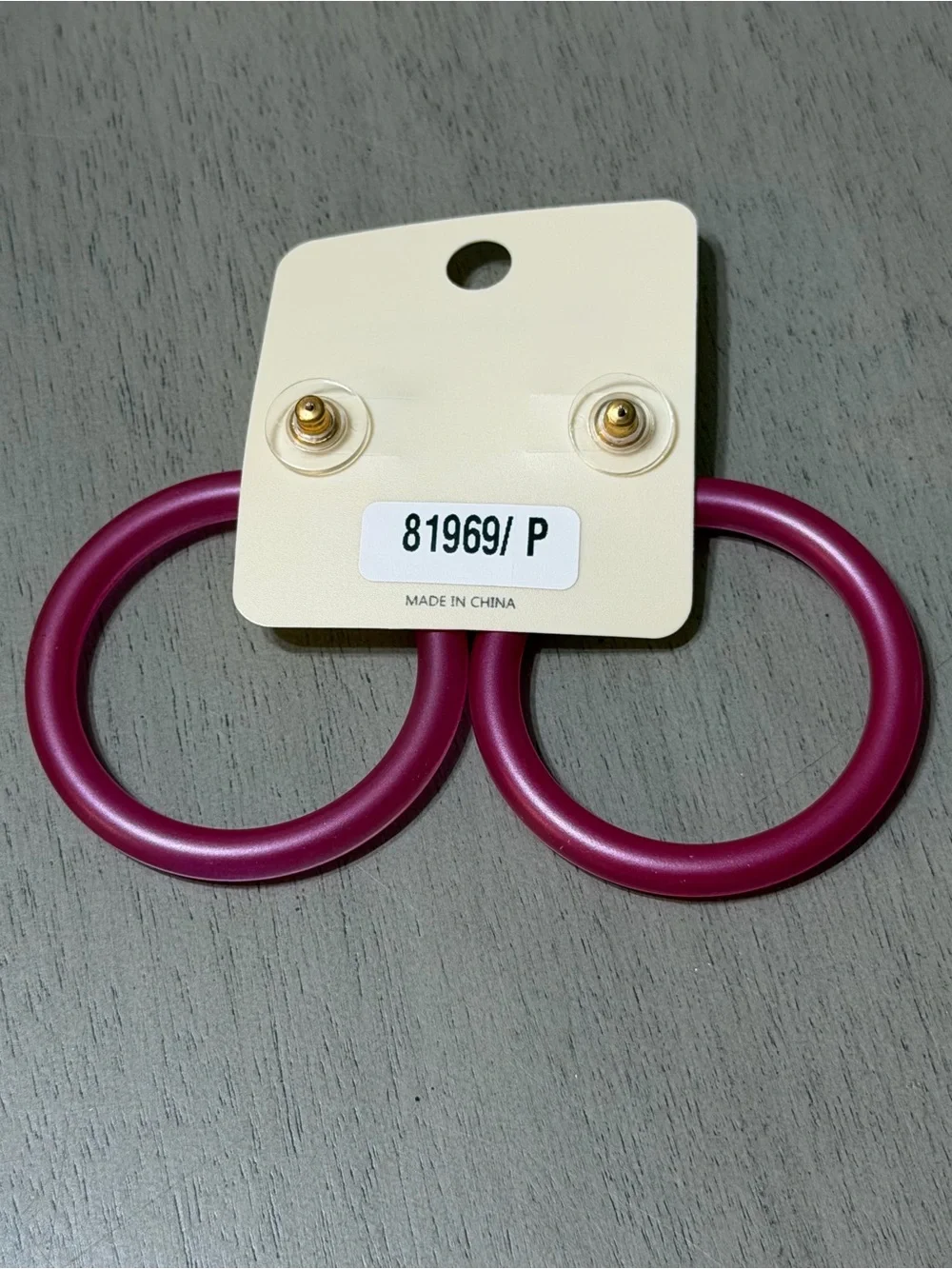 And Lovely Fuchsia Hoop Earrings with Gold Studs